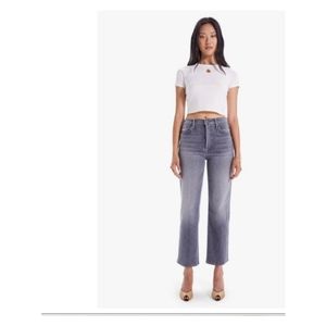 mother superior the rambler ankle uncommon ground grey high rise wide leg jeans